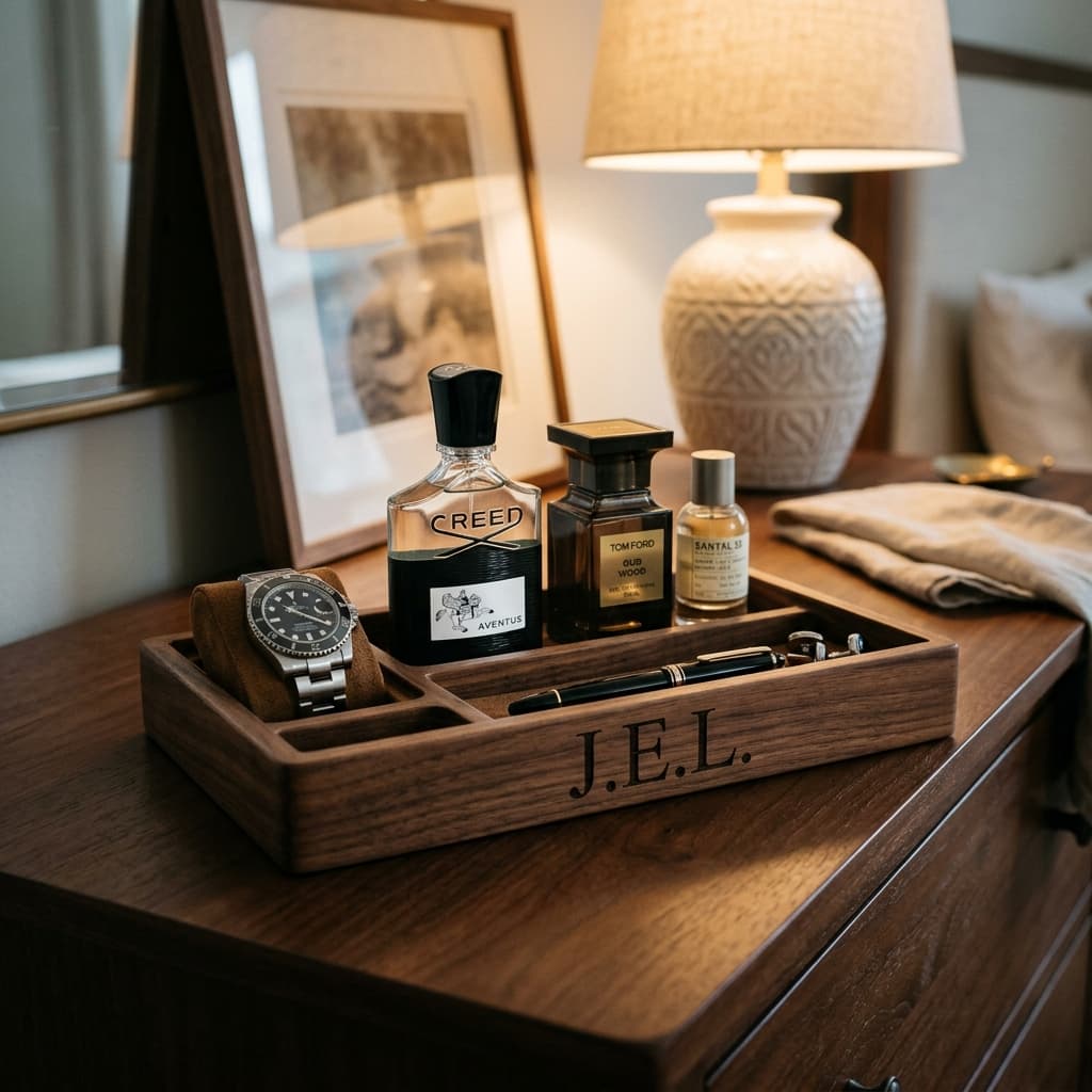 صينية عطور وساعات محفورة